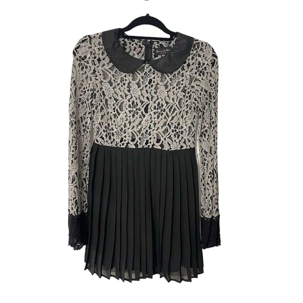 Savannah Rae Black and Grey Pleated Collared Dress Sz S